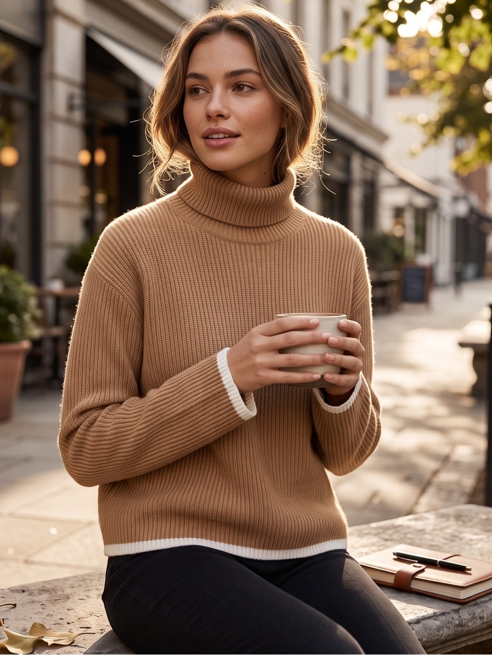 Ann Taylor ribbed funnel neck sweater